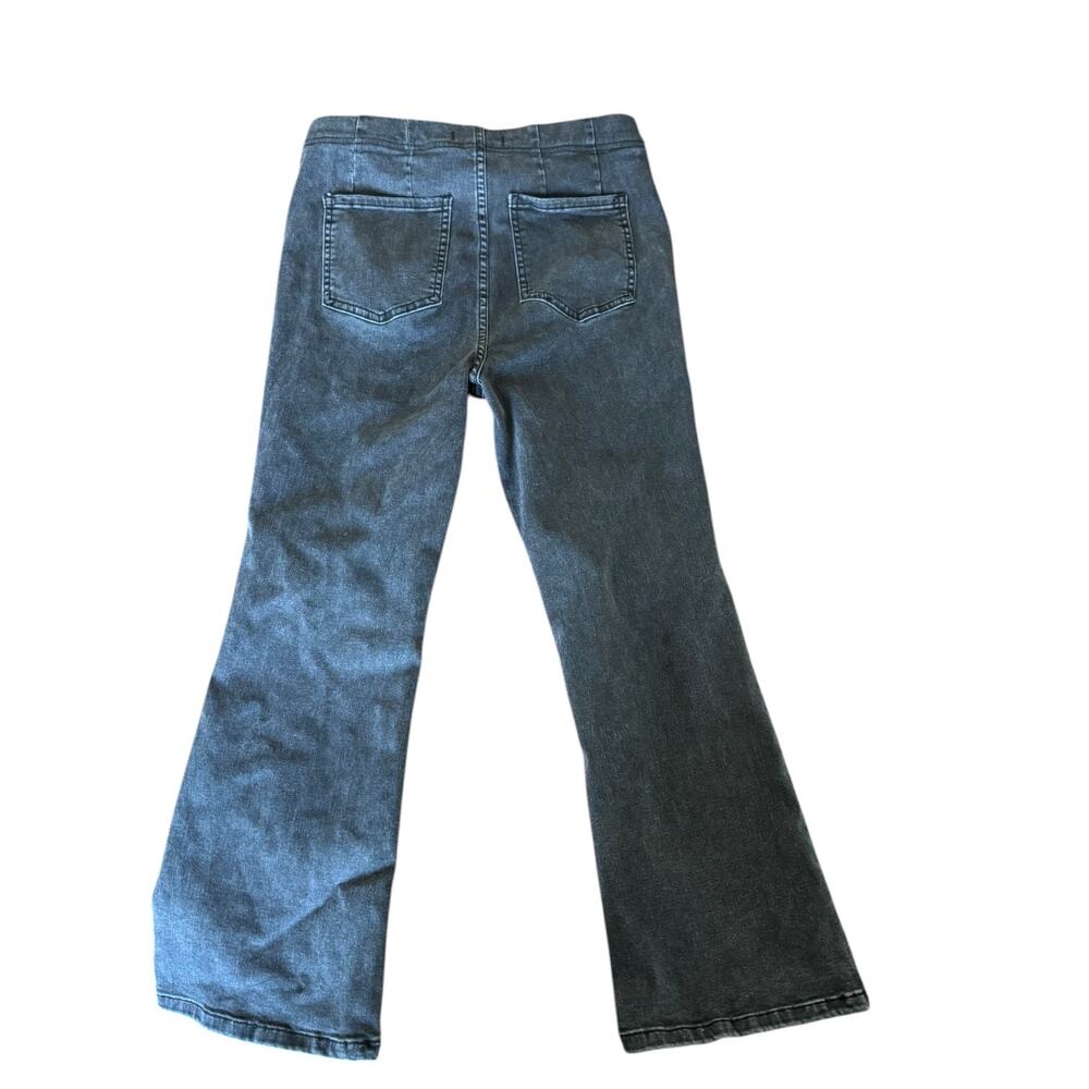 Free People Pull On Jeans W29 Ultra High Rise Cropped Flare Black Boho - Picture 7 of 9